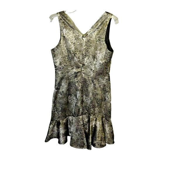 Natori Metallic Jacquard Dress Size 8 | Silver Gold Sleeveless Cocktail Party - Picture 6 of 10